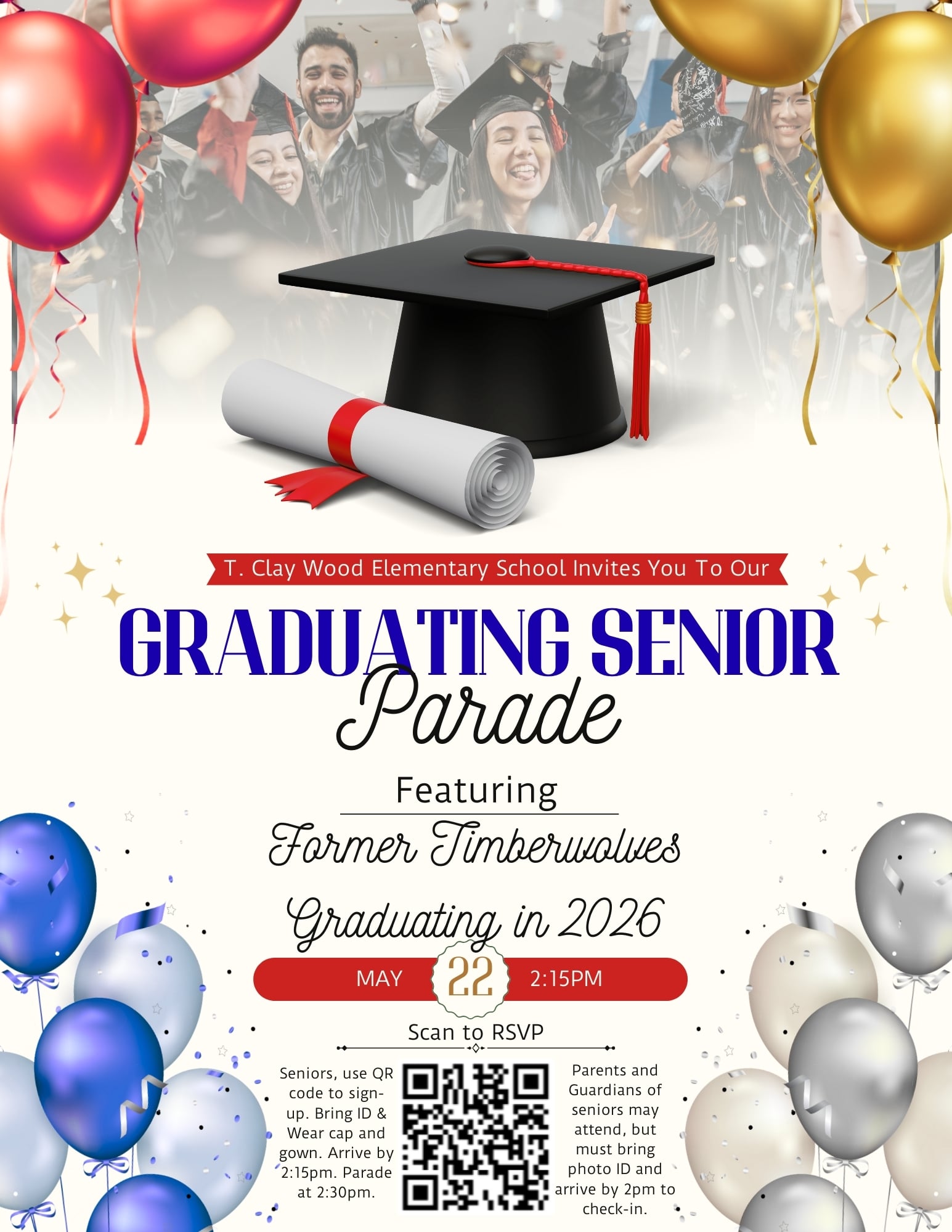 Flyer for Graduating Seniors Walk through with contact information